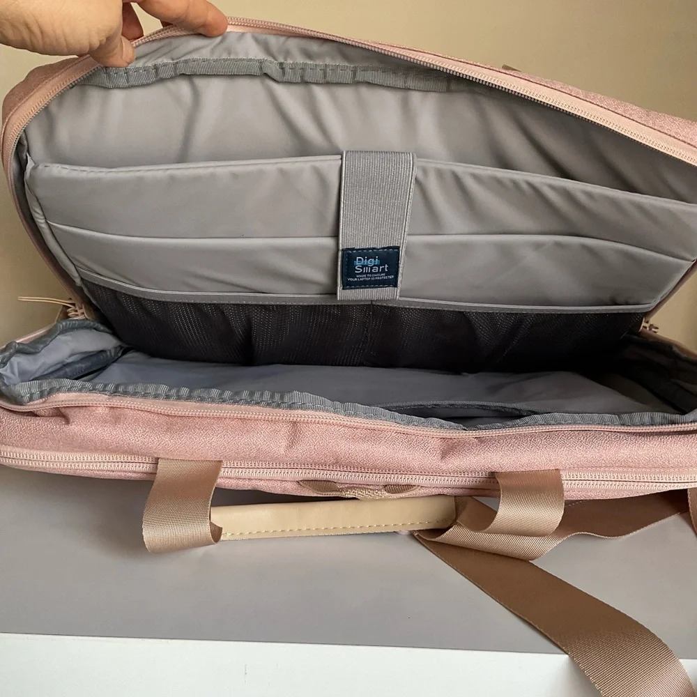 BAGSMART Pink Laptop Bag 15”-17” Work Travel Briefcase Messenger Organize New